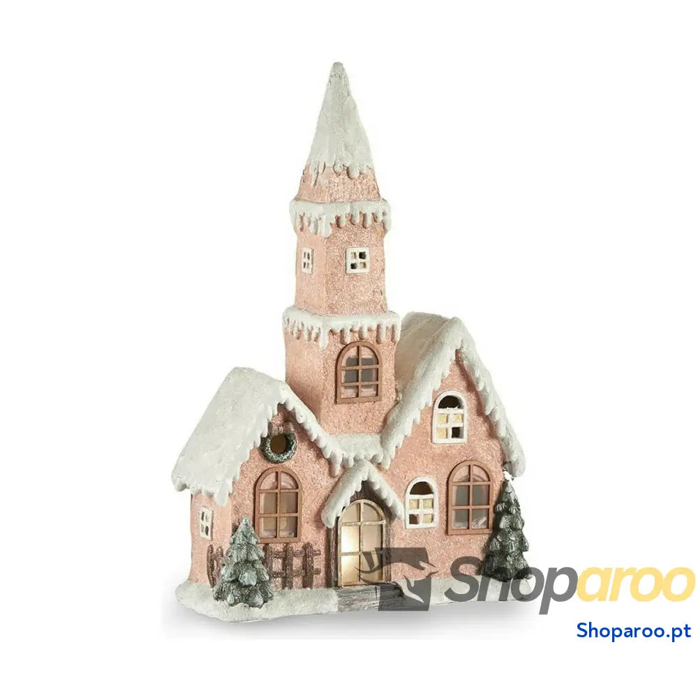 Adorno Natalício Krist + CC2187084 Branco Castanho Verde Cor de Rosa Casa Natal 21 x 77 48 cm Leve LED