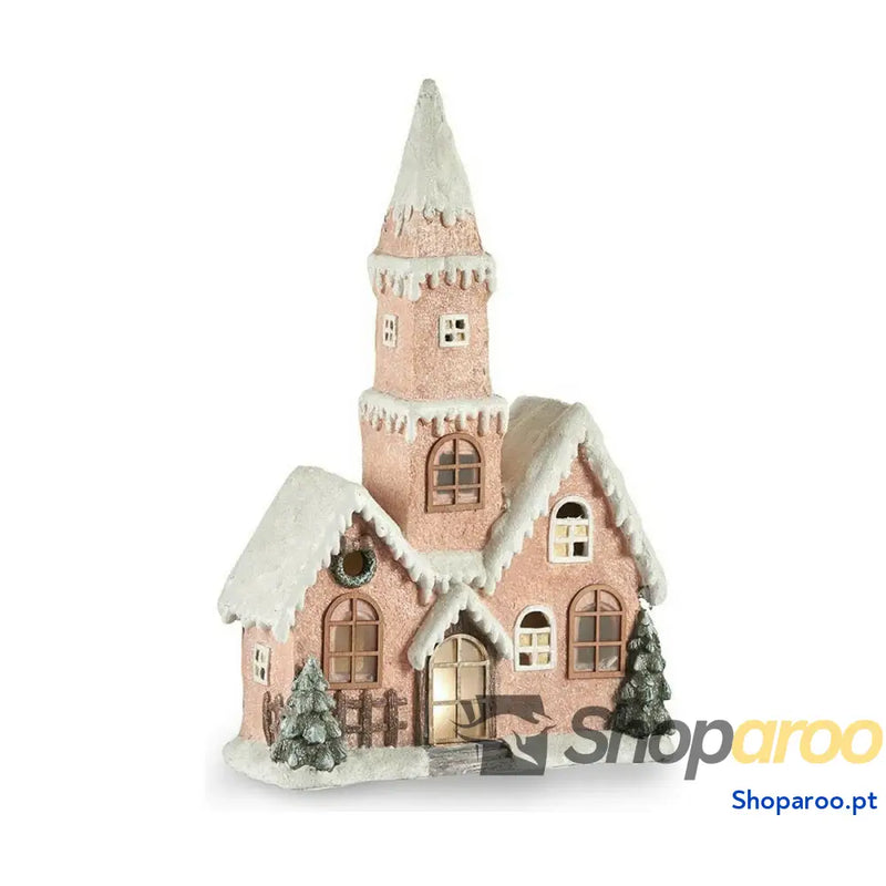 Adorno Natalício Krist + CC2187084 Branco Castanho Verde Cor de Rosa Casa Natal 21 x 77 48 cm Leve LED
