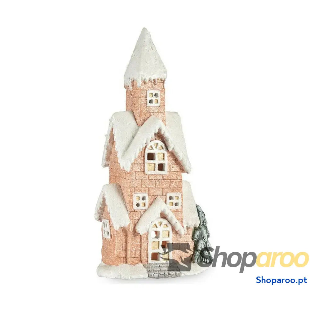 Adorno Natalício Krist + CC2187090 Branco Verde Bege Cor de Rosa Casa Natal 25 x 52 15 cm Leve LED Música