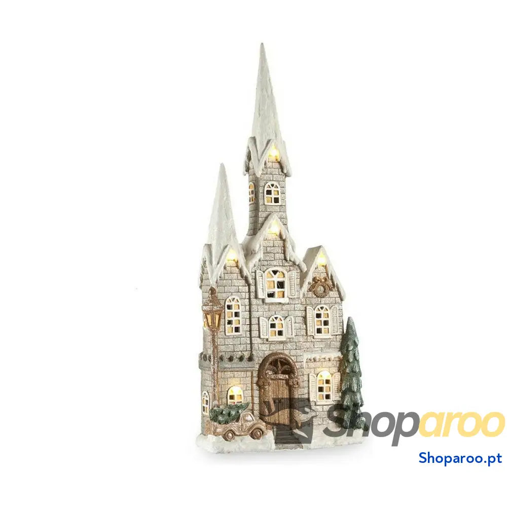 Adorno Natalício Krist + CC2187107 Branco Castanho Verde Cinzento Casa Natal 20 x 125 55 cm Leve LED Música