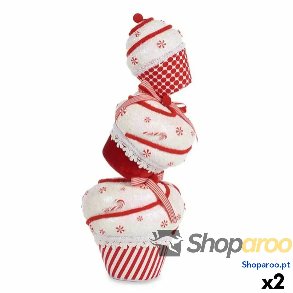Adorno Natalício Krist + D012131589 1MUL Branco Vermelho Torre Pastel 20 x 50 cm (2 Unidades)