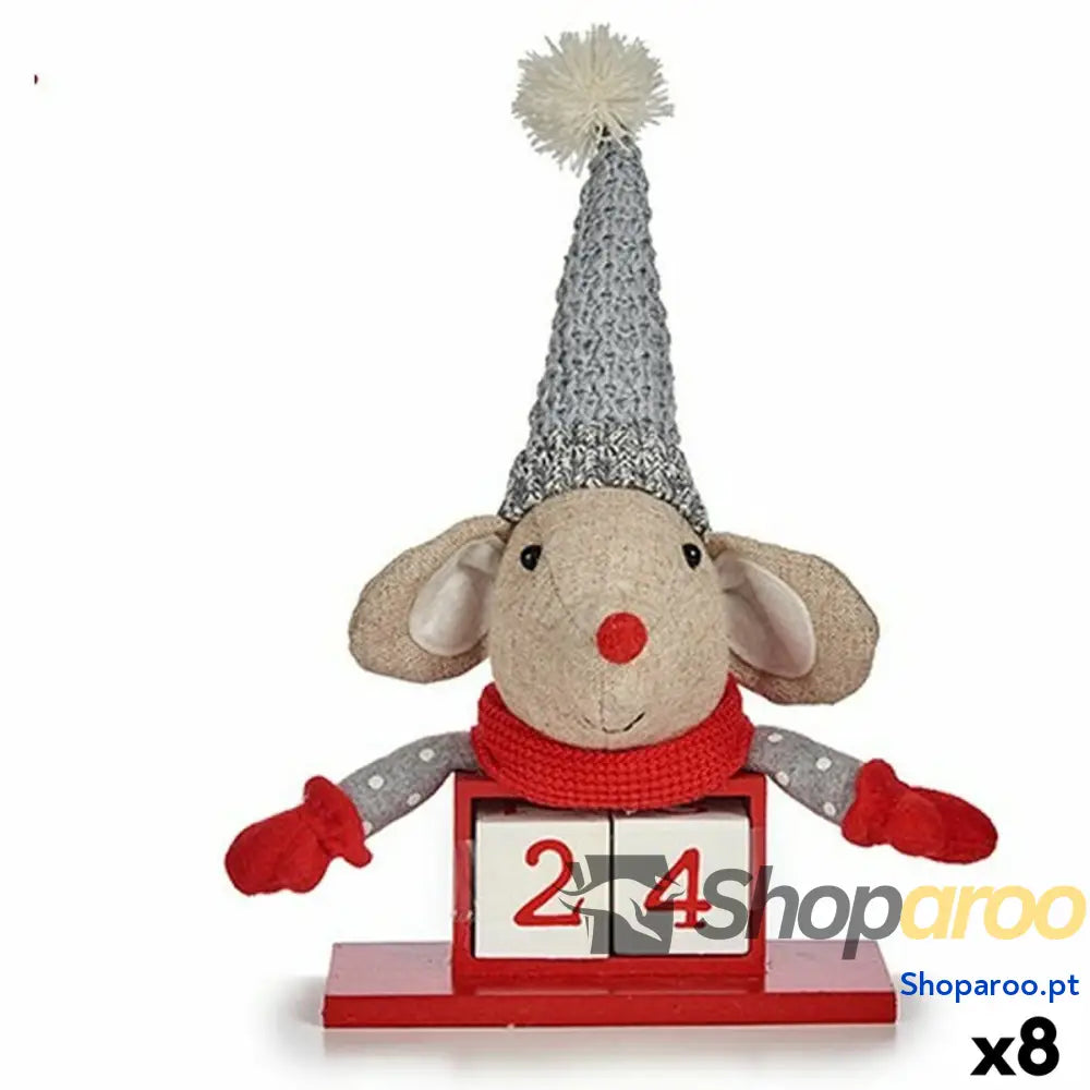 Adorno Natalício Krist + FG18 0705C R Branco Vermelho Cinzento Creme Rato 20 x 11 cm Calendário (8 Unidades)