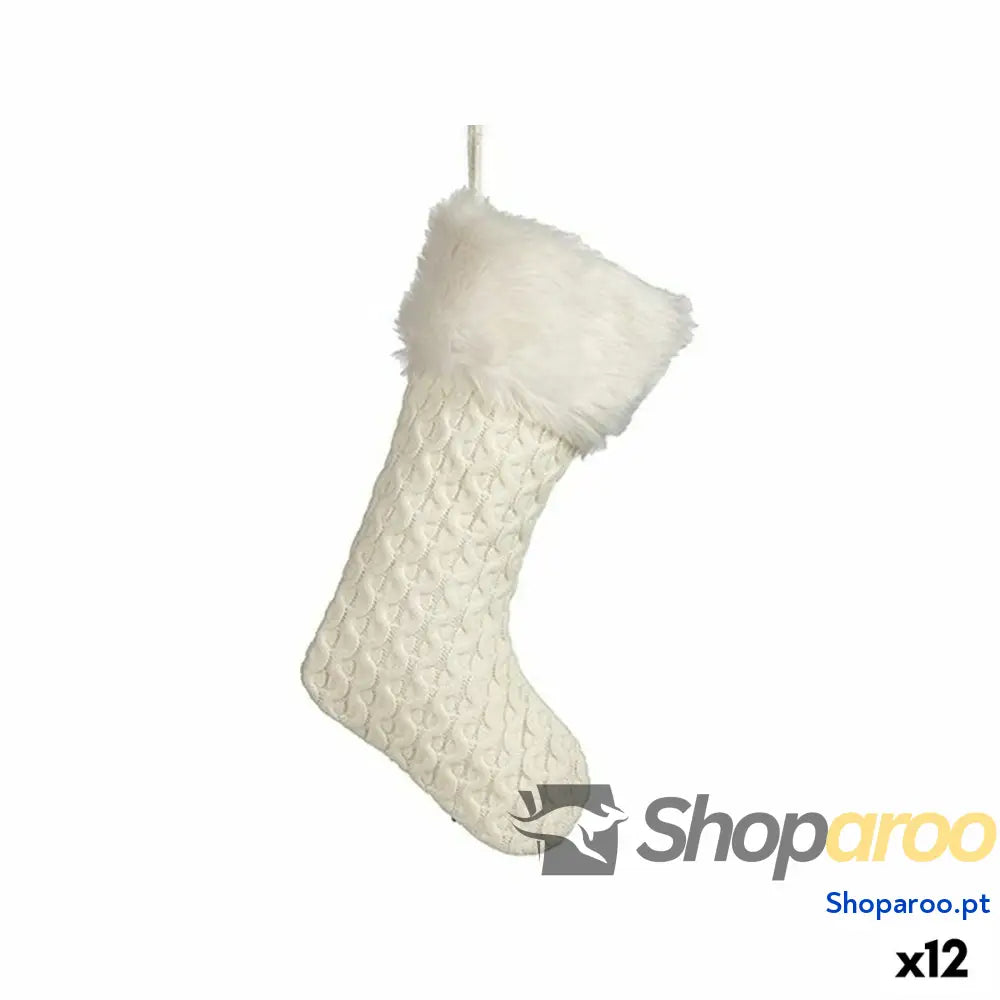 Adorno Natalício Meia de Natal Branco 28 x 4 46 cm (12 Unidades)