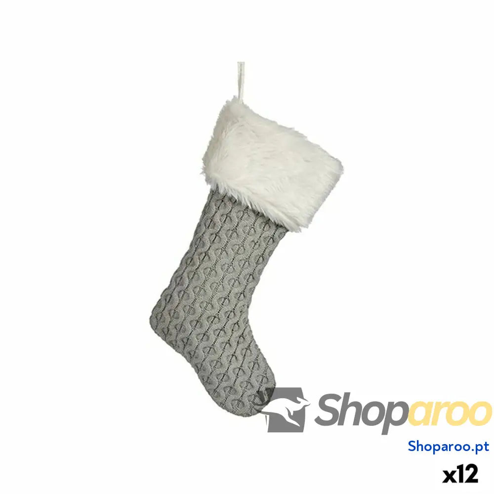 Adorno Natalício Meia de Natal Cinzento Tecido 28 x 4 46 cm (12 Unidades)