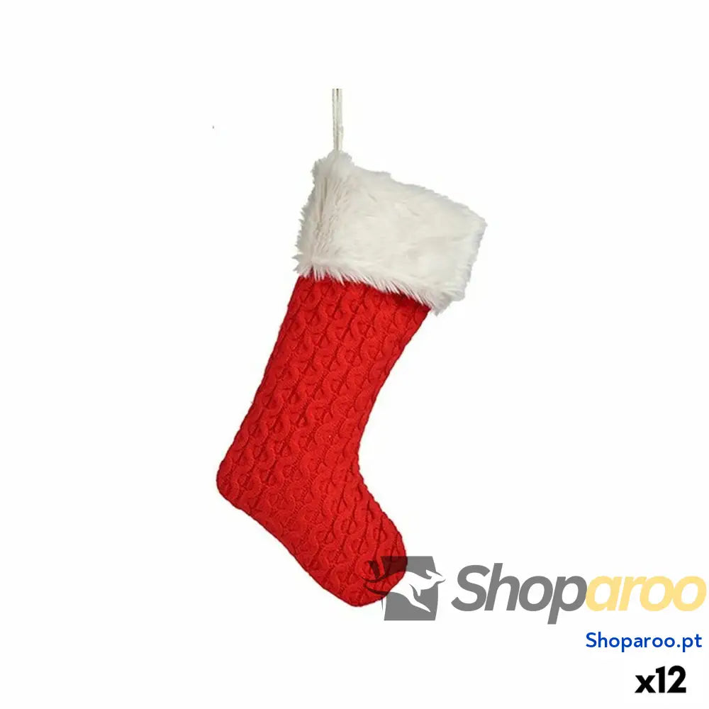 Adorno Natalício Meia de Natal Vermelho Tecido 28 x 4 46 cm (12 Unidades)