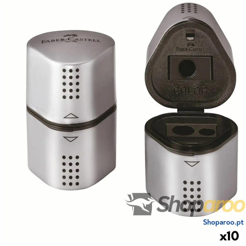 Afia-lápis Faber-Castell Grip 2001 3 em 1 Prateado Metal (10 Unidades)