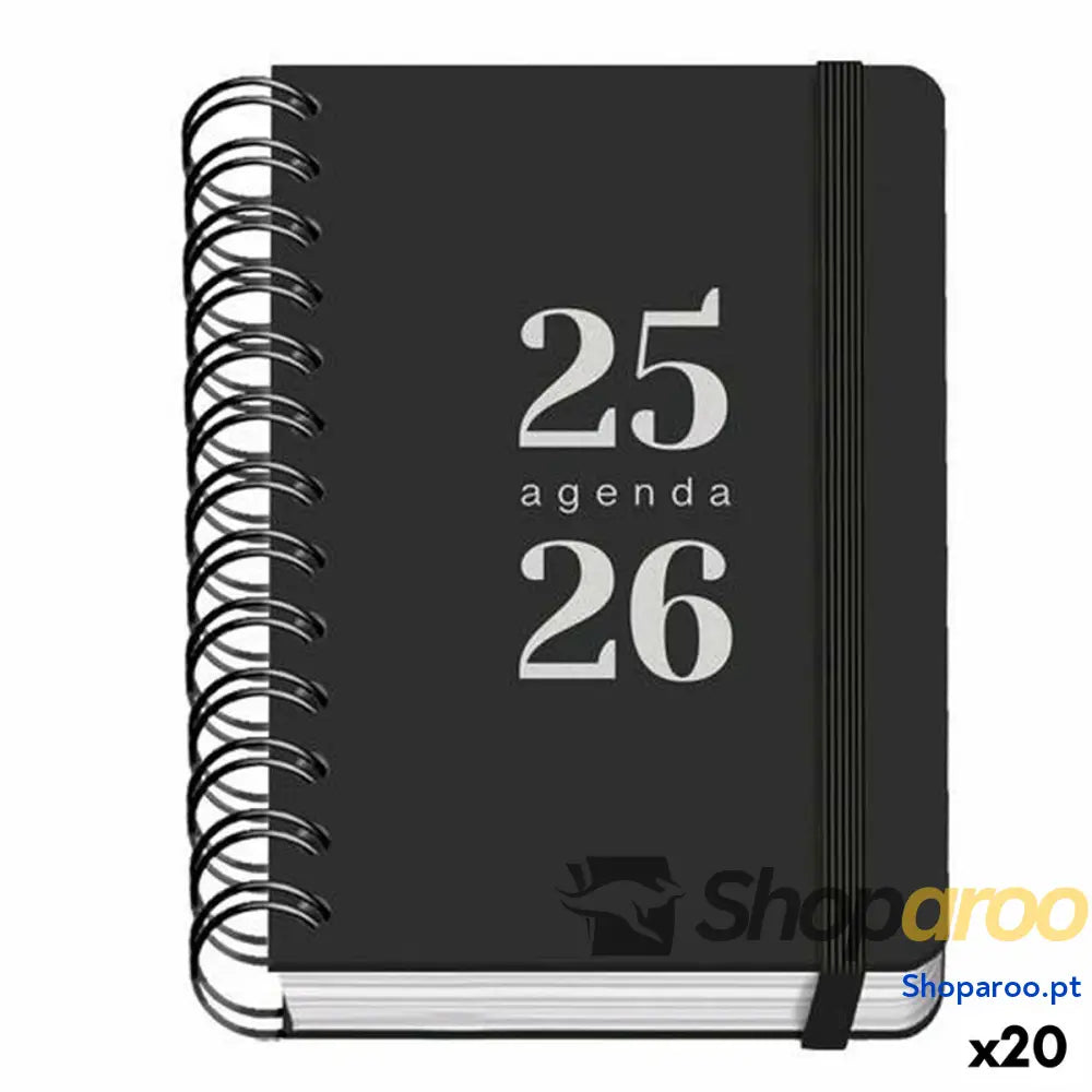 Agenda DOHE GRAMMAR Preto A6 120 x 170 mm 2025-2026 (20 Unidades)