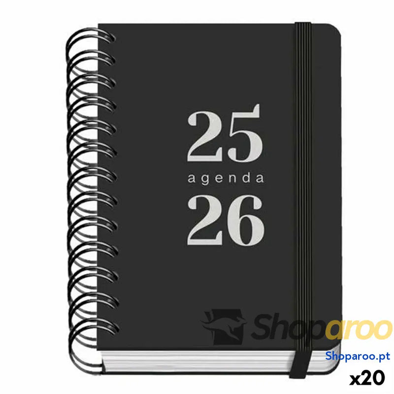 Agenda DOHE GRAMMAR Preto A6 120 x 170 mm 2025-2026 (20 Unidades)