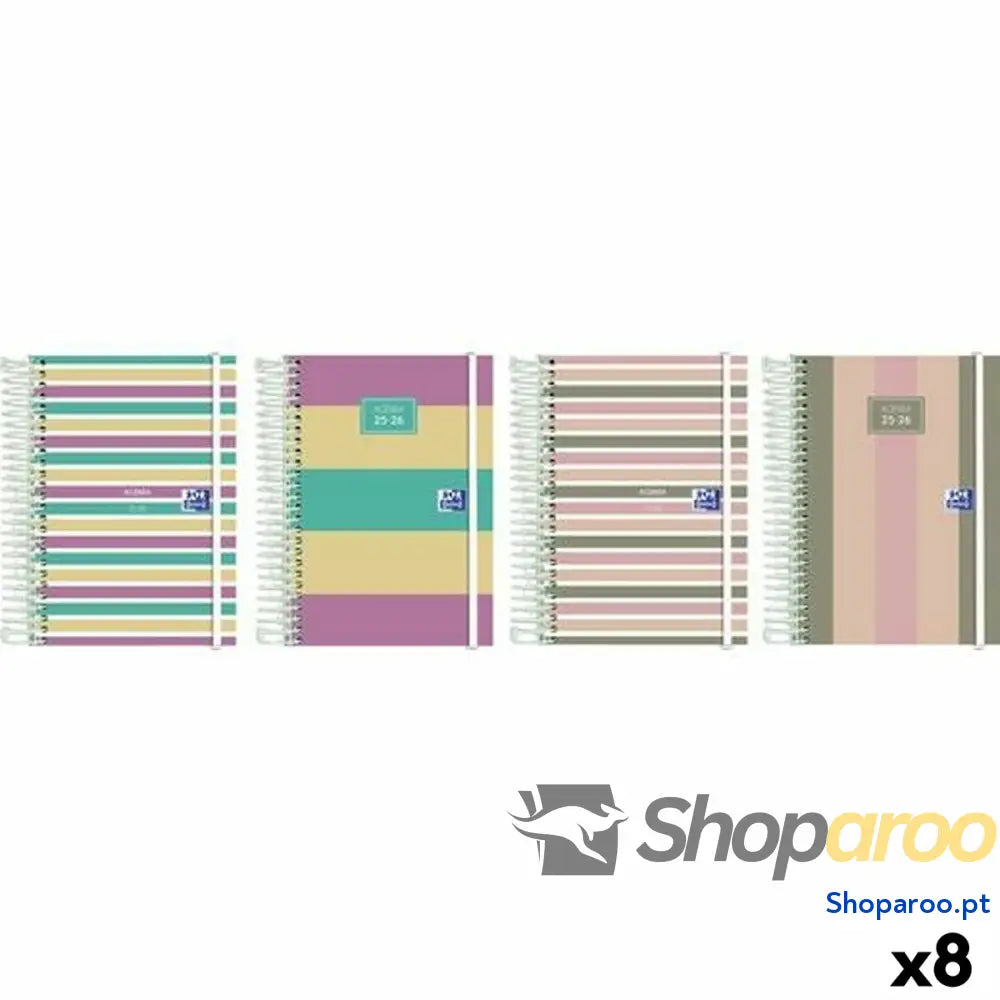 Agenda Oxford COLOR BLOCK 1/8 12 x 18 cm 2025-2026 (8 Unidades)