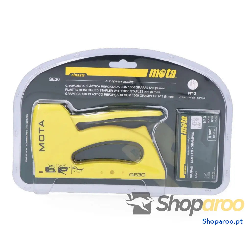 Agrafadora Mota GE30 Classic Nº3 1000 Grampos Amarelo 8 mm