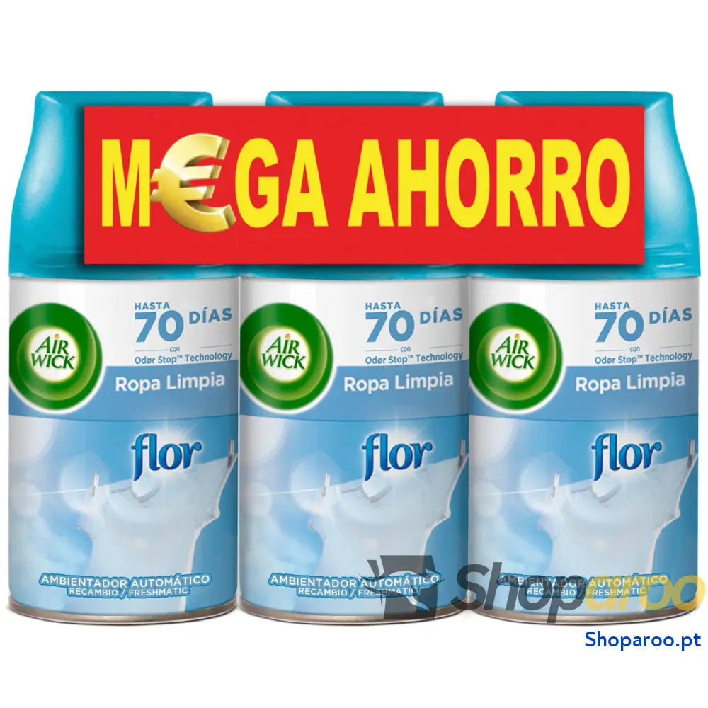 Air Wick Freshmatic Recarga Ambientador Automático Roupa Limpa 250ml 6un