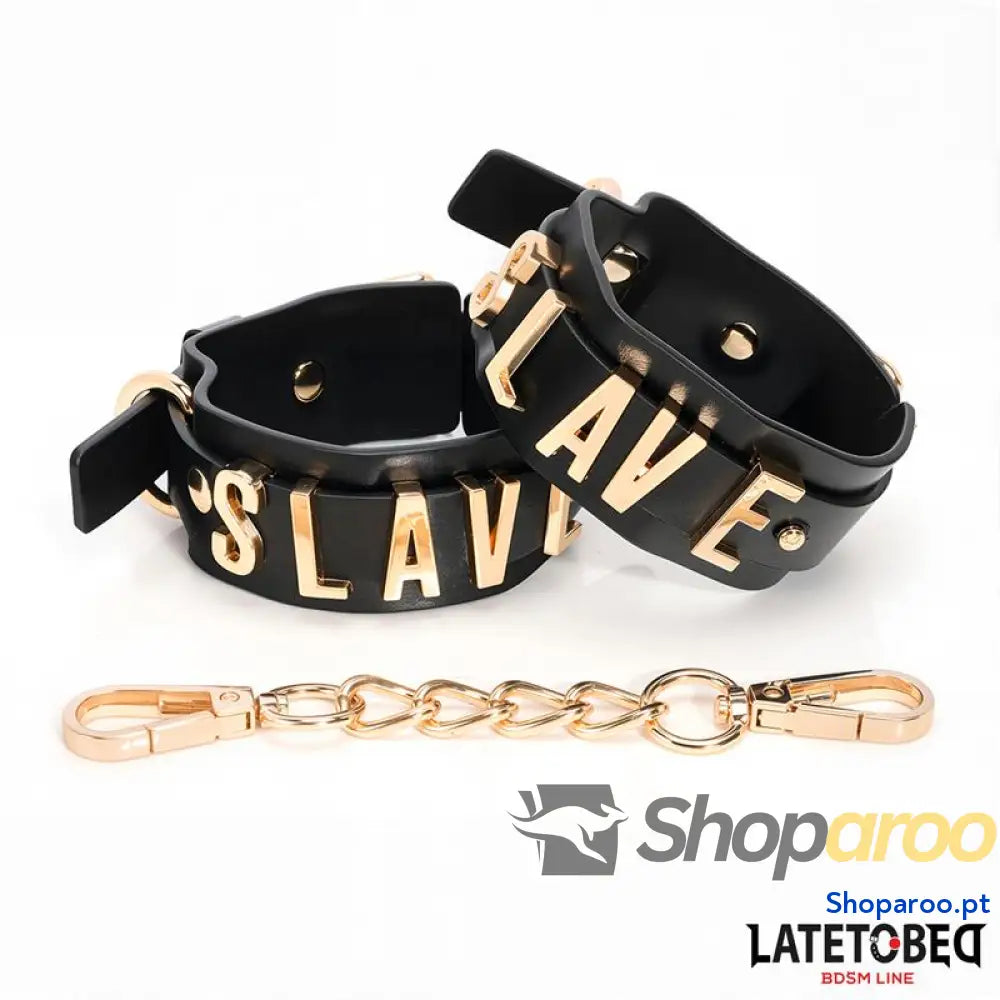 Algemas de tornozelo LATETOBED BDSM LINE SLAVE com corrente dourada