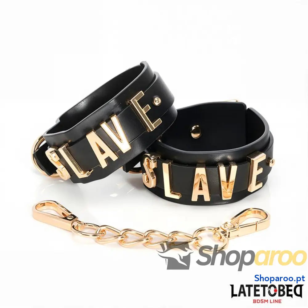 Algemas de tornozelo LATETOBED BDSM LINE SLAVE com corrente dourada