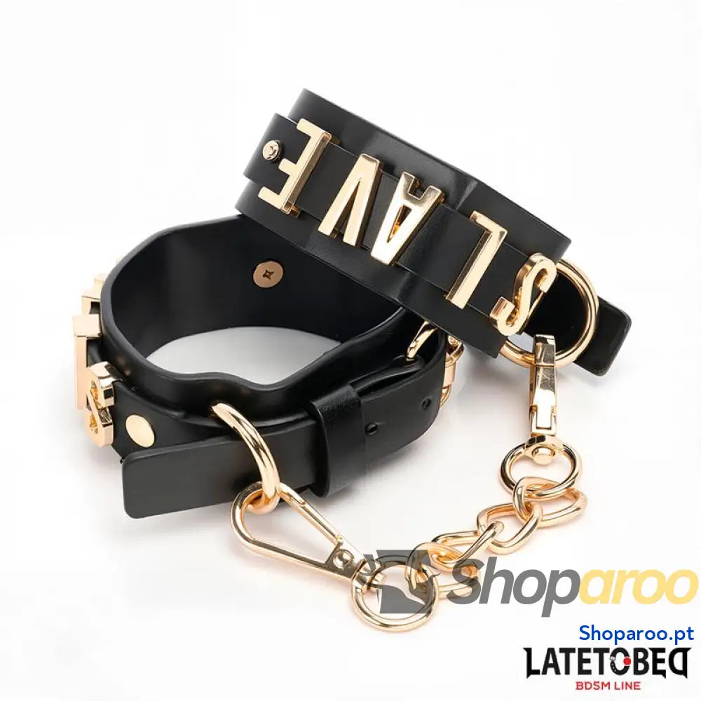 Algemas de tornozelo LATETOBED BDSM LINE SLAVE com corrente dourada