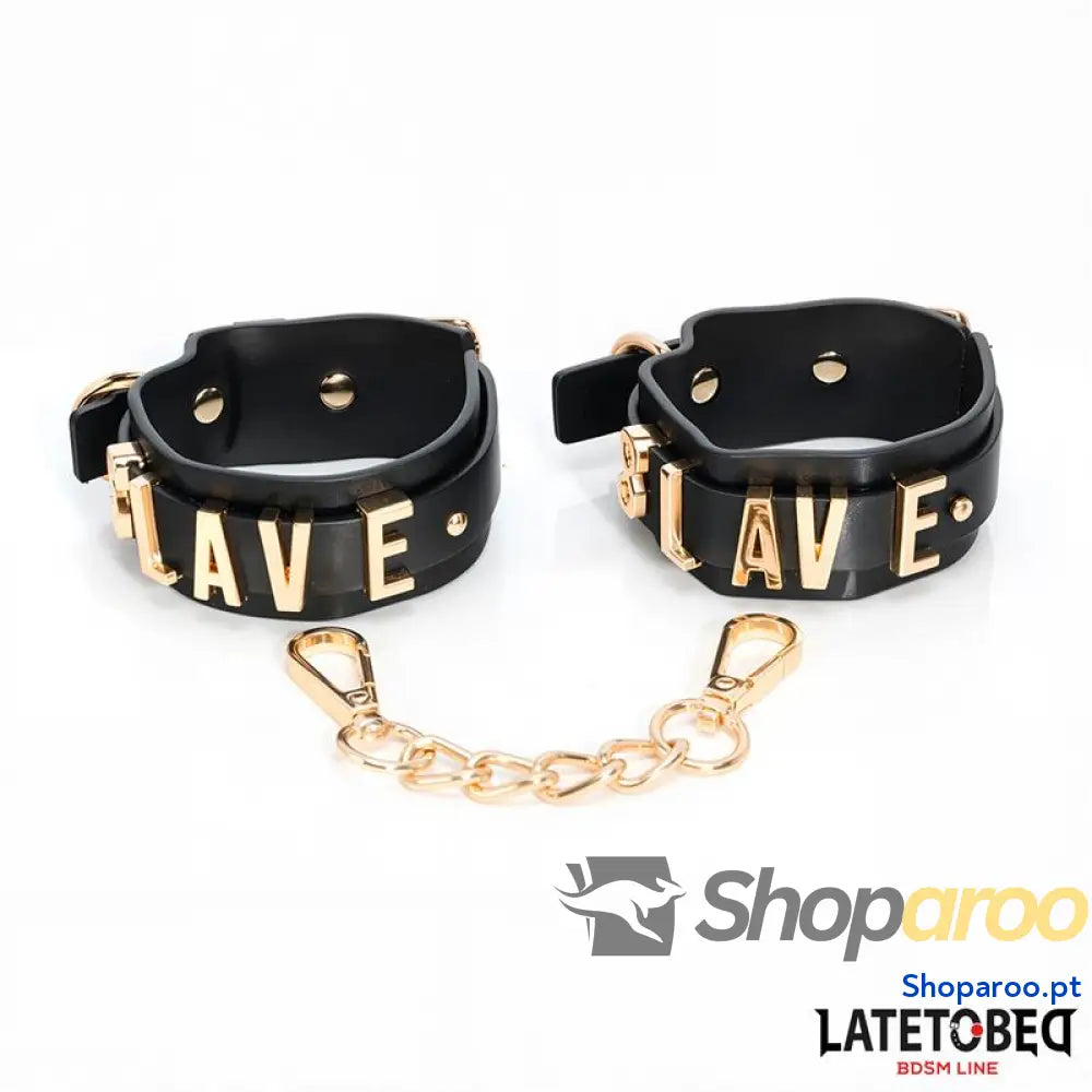 Algemas de tornozelo LATETOBED BDSM LINE SLAVE com corrente dourada