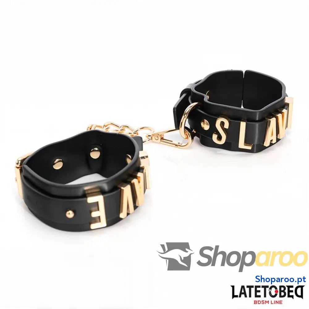 Algemas de tornozelo LATETOBED BDSM LINE SLAVE com corrente dourada