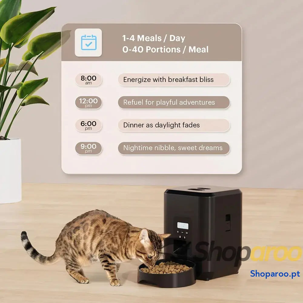 Alimentador automático para gatos e cães com dispensador de comida