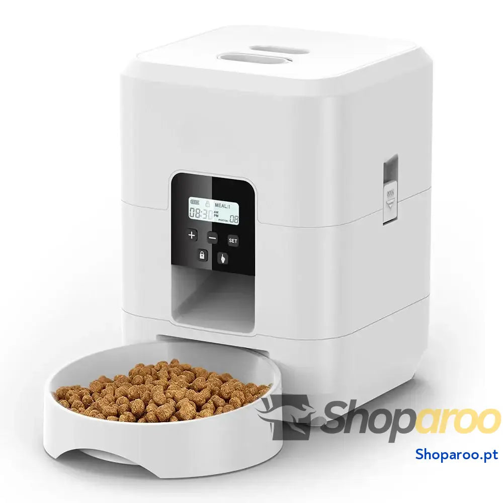 Alimentador automático para gatos e cães com dispensador de comida