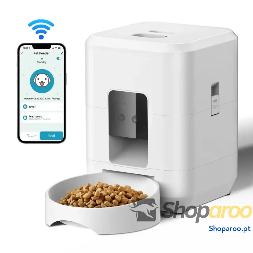 Alimentador automático para gatos e cães com dispensador de comida