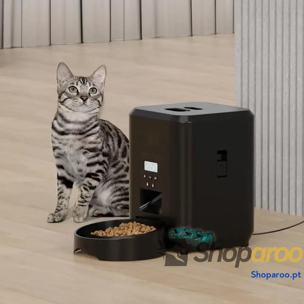 Alimentador automático para gatos e cães com dispensador de comida