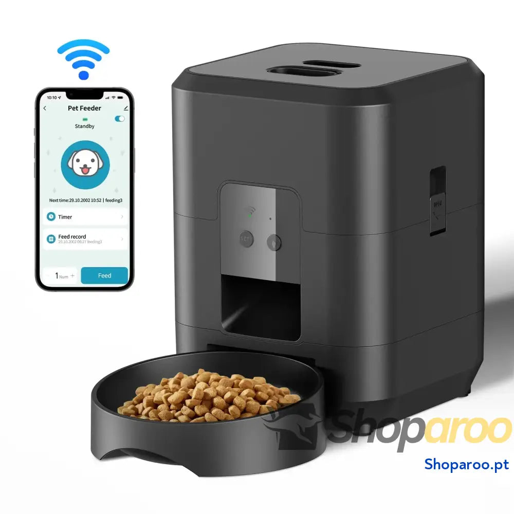 Alimentador automático para gatos e cães com dispensador de comida