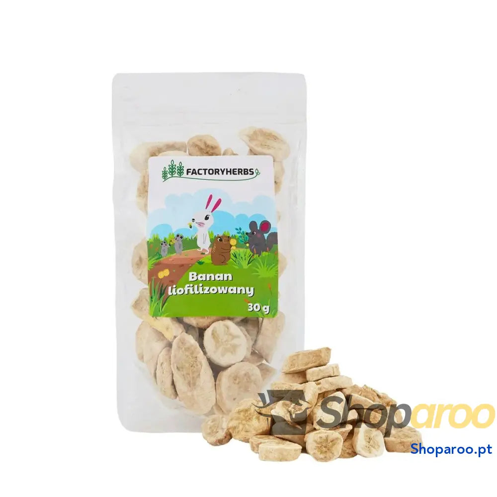 Alimento para Coelhos Factoryherbs Freeze-dried banana Chinchila Cobaia Hamster Ratazana Rato Roedores Pássaros