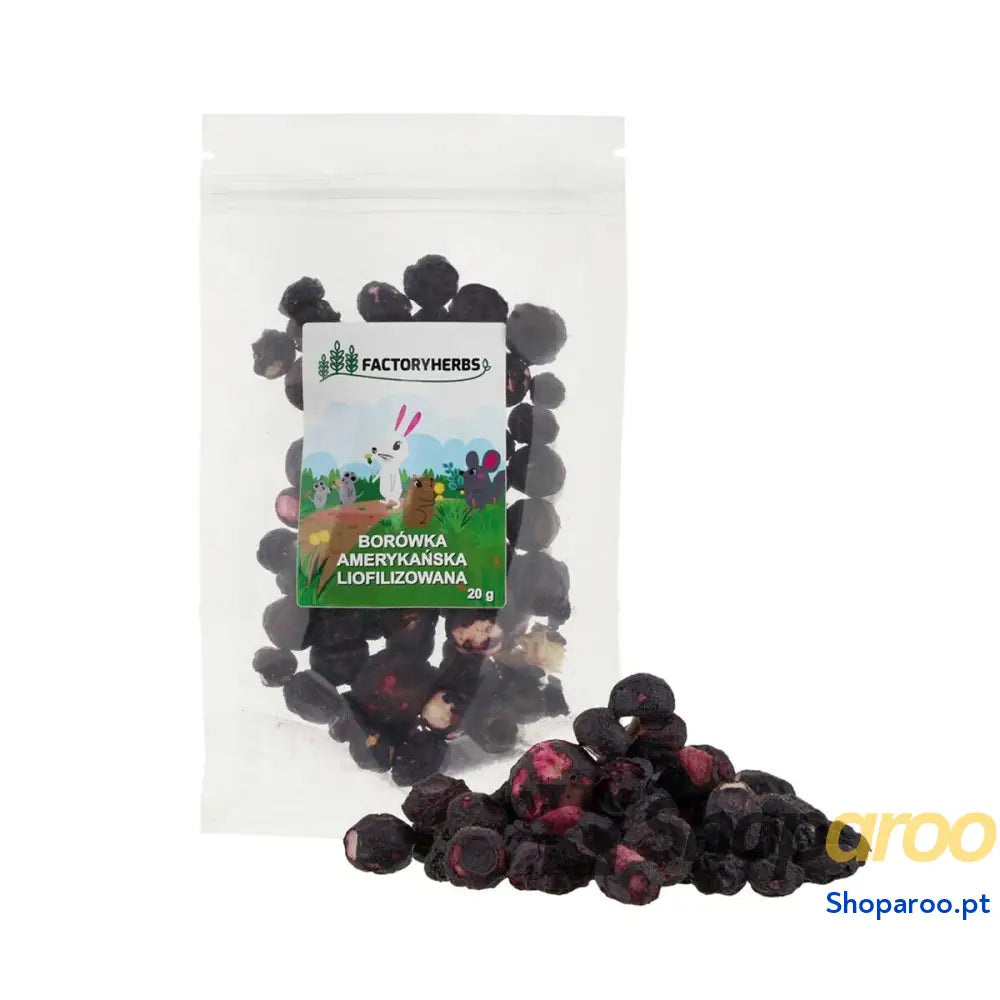 Alimento para Coelhos Factoryherbs Freeze-dried blueberries Chinchila Cobaia Hamster Ratazana Rato Roedores Pássaros
