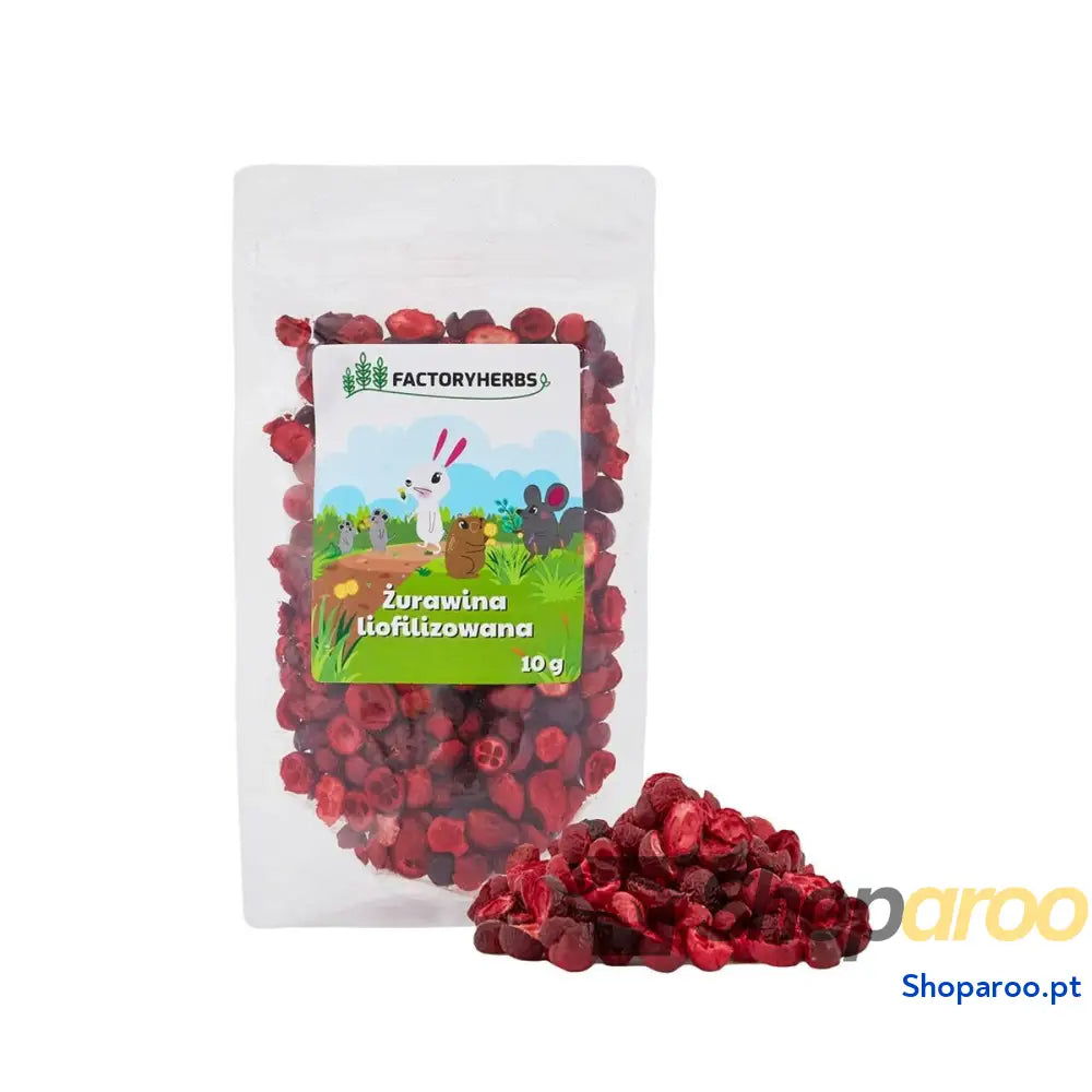 Alimento para Coelhos Factoryherbs Freeze-dried cranberries Chinchila Cobaia Hamster Ratazana Rato Roedores Pássaros