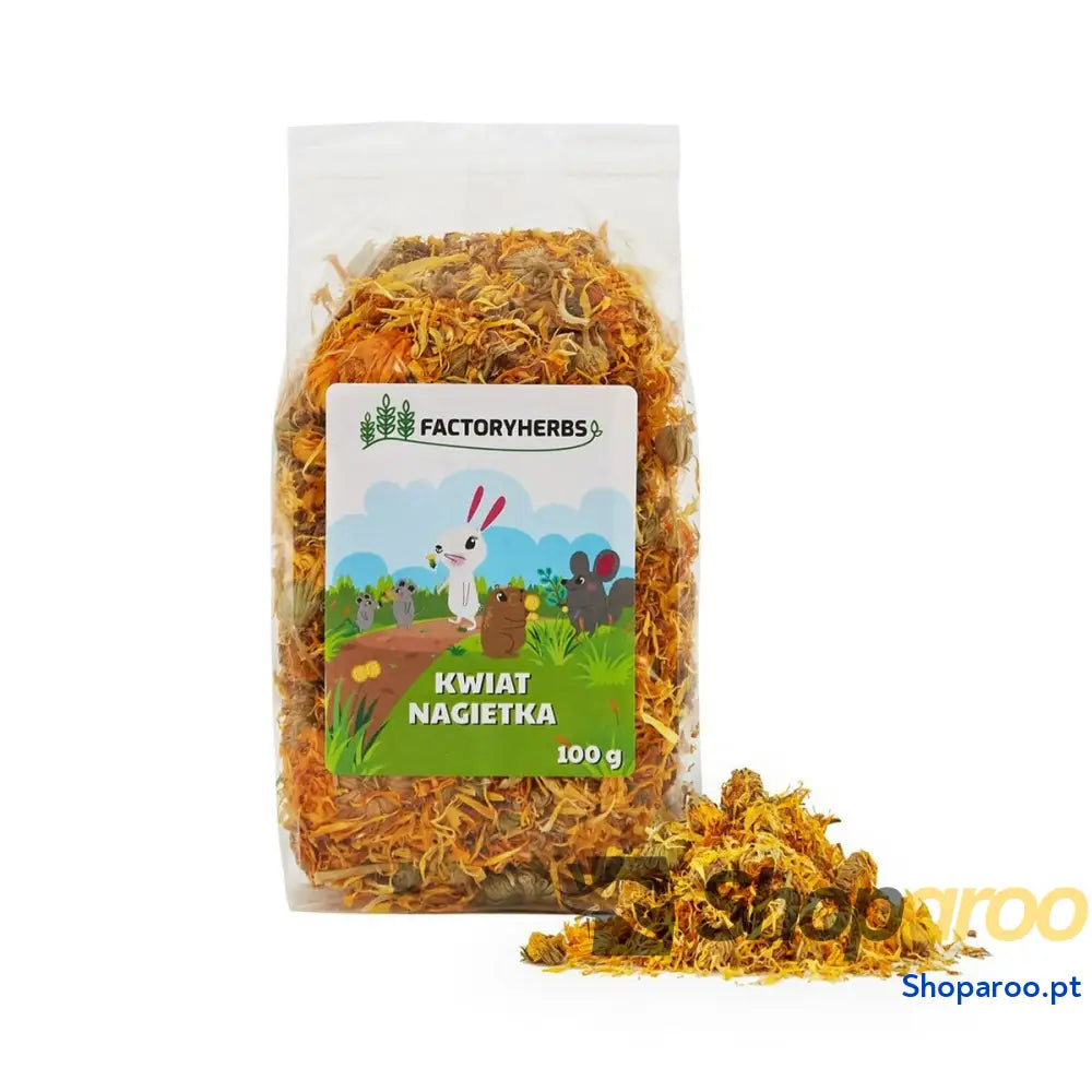 Alimento para Coelhos Factoryherbs Marigold flowers Chinchila Cobaia Hamster Ratazana Rato Roedores Pássaros 100 g