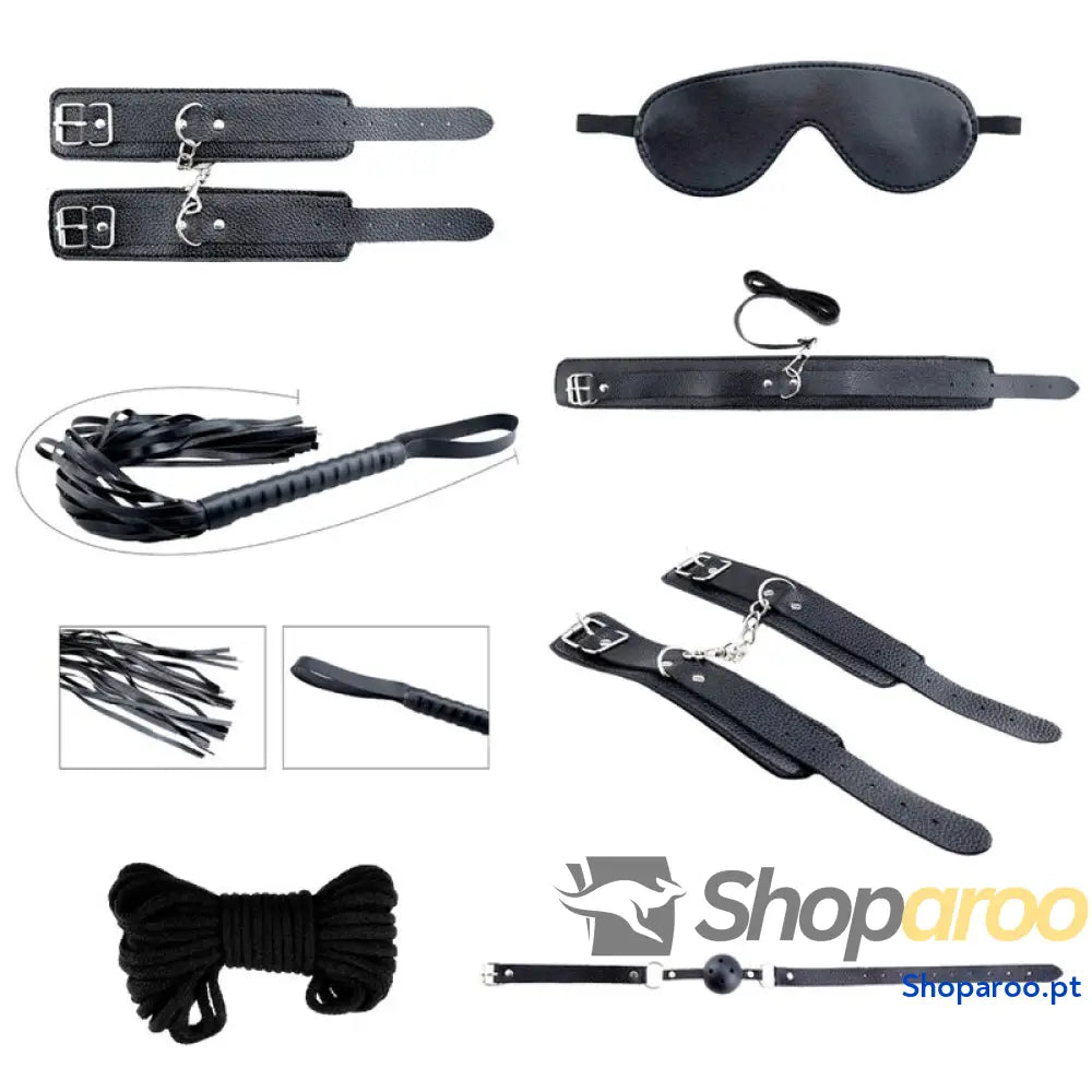 ALIVE - KIT DESEJOS SECRETOS 7 PEÇAS BDSM PRETO