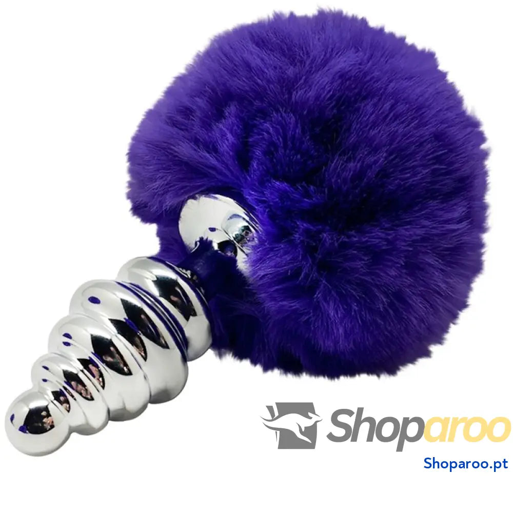 ALIVE - PLUG DE PRAZER ANAL ESPIRAL METAL FLUFFY DARK VIOLETA TAMANHO M