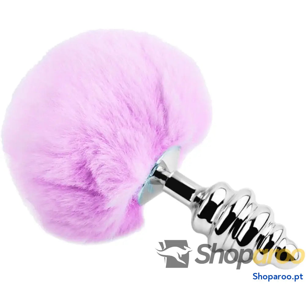 ALIVE - PLUG DE PRAZER ANAL ESPIRAL METAL FLUFFY VIOLETA TAMANHO L