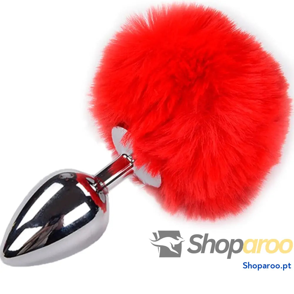 ALIVE - PLUG PRAZER ANAL METAL LISO FLUFFY VERMELHO TAMANHO L