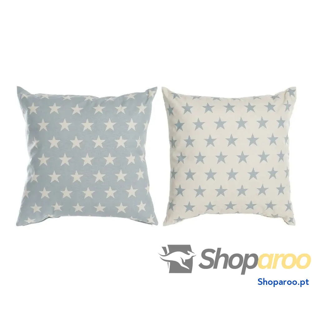 Almofada DKD Home Decor Azul 60 x 10 x 60 cm Estrelas Branco (2 Unidades)