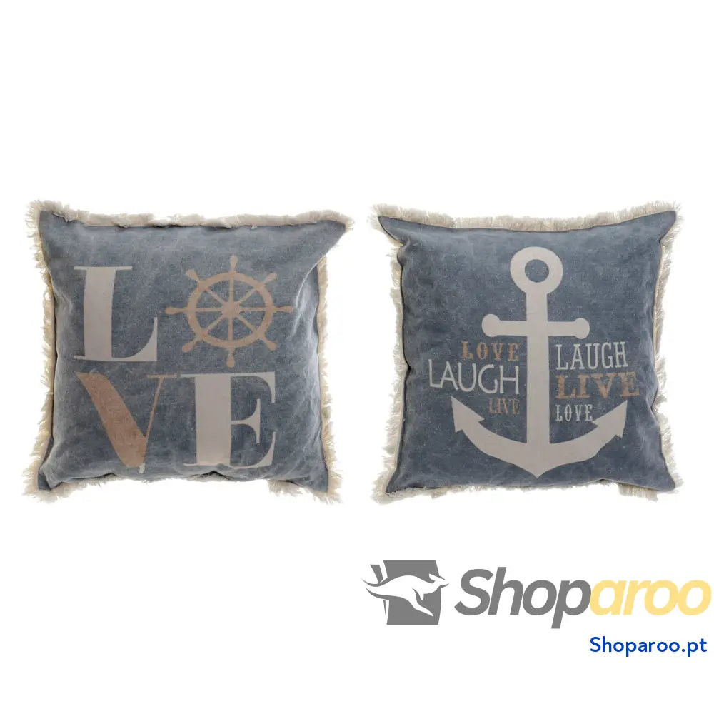 Almofada DKD Home Decor Azul Branco Marinha Franjas (45 x 10 x 45 cm) (2 Unidades)