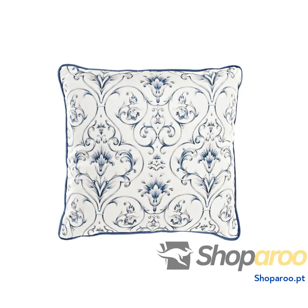 Almofada DKD Home Decor Azul Branco Quadrado Bloemen Neoclássico 45 x 10 x 45 cm