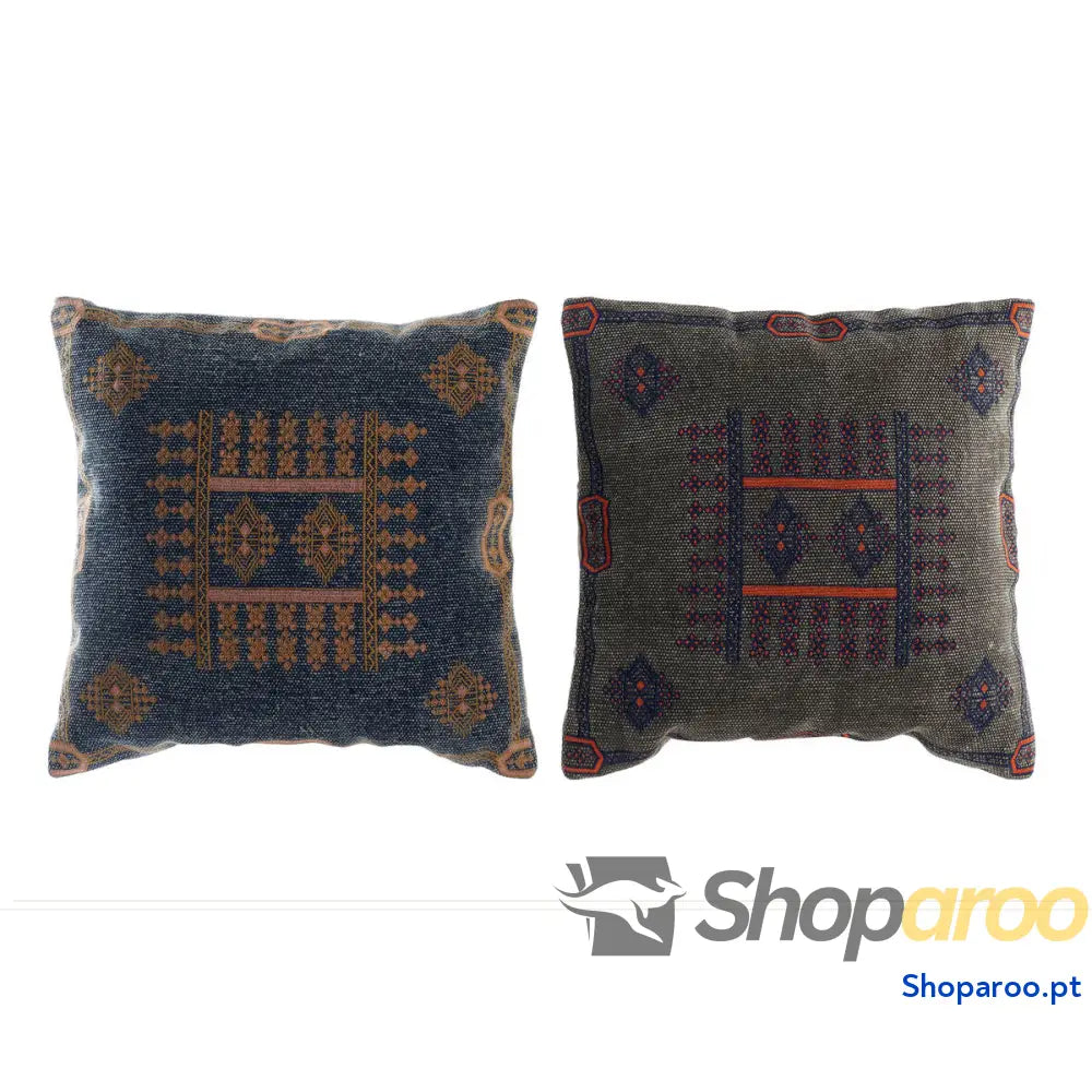 Almofada DKD Home Decor Azul Laranja Árabe 50 x 10 x 50 cm (2 Unidades)