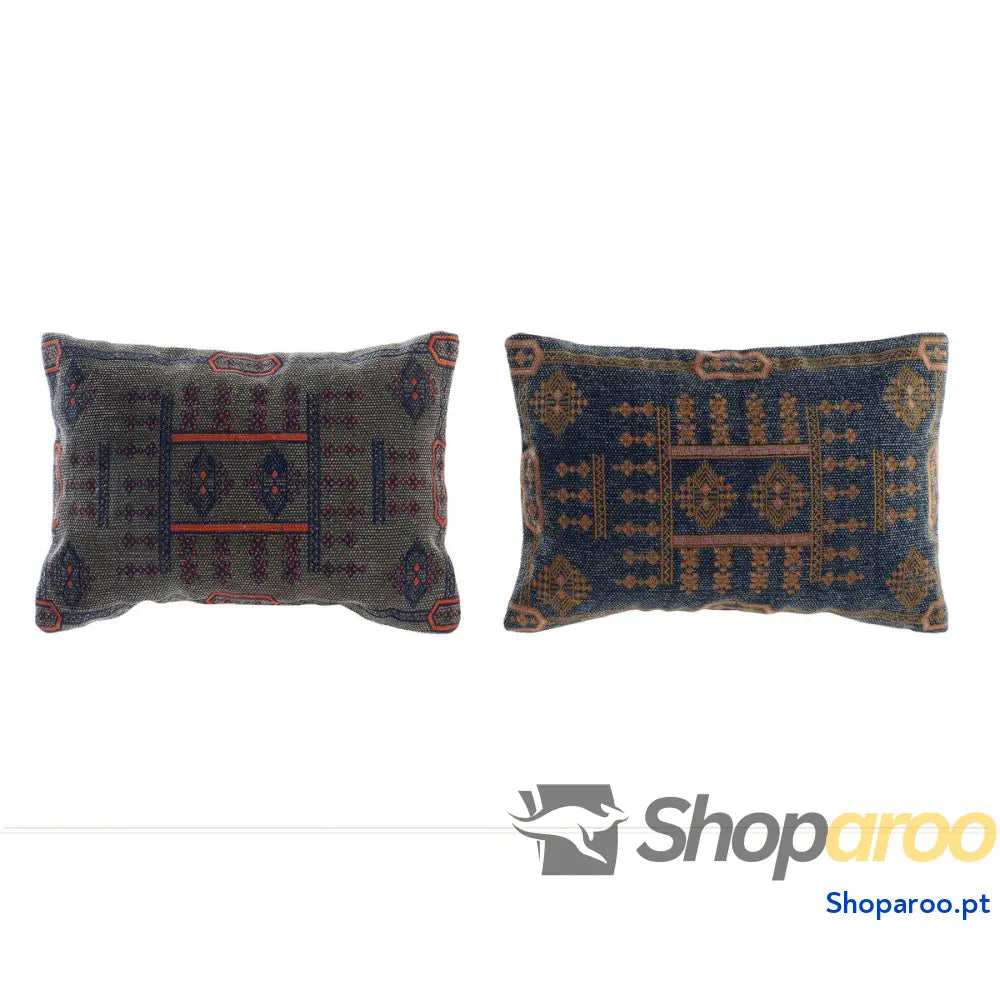 Almofada DKD Home Decor Azul Laranja Quadrado Árabe 50 x 10 x 35 cm (2 Unidades)