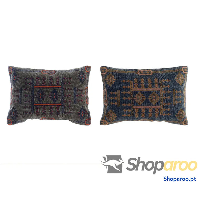 Almofada DKD Home Decor Azul Laranja Quadrado Árabe 50 x 10 x 35 cm (2 Unidades)