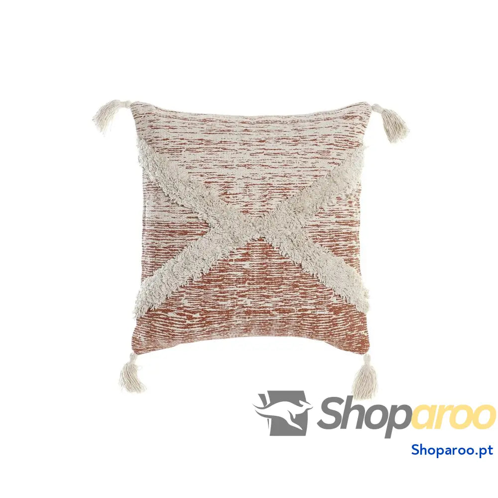 Almofada DKD Home Decor Bege Laranja 45 x 10 x 45 cm Franjas