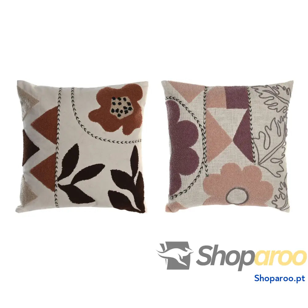 Almofada DKD Home Decor Branco Cor de Rosa 45 x 15 x 45 cm (2 Unidades)