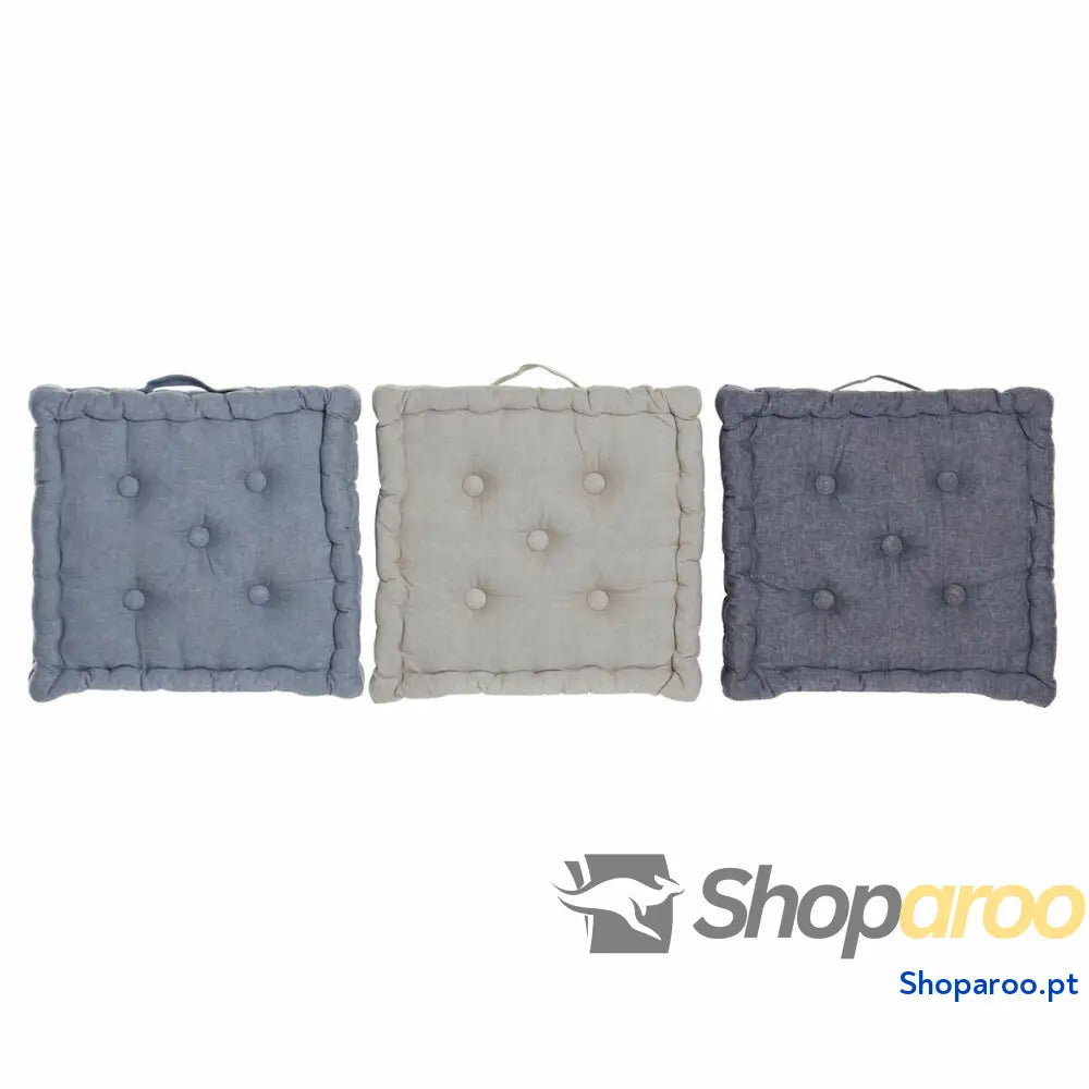 Almofada DKD Home Decor De solo Azul Cinzento Algodão Azul Marinho (3 pcs) (38 x 38 x 8 cm)