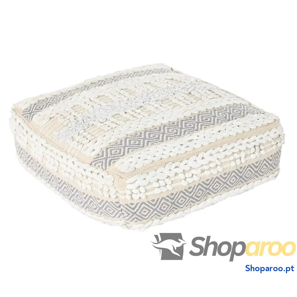 Almofada DKD Home Decor De solo Branco Cinzento Quadrado Boho 60 x 60 x 25 cm