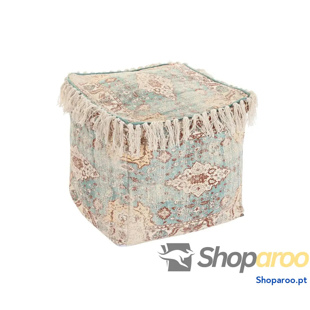 Almofada DKD Home Decor De solo Castanho Verde Franjas Árabe 40 x 40 x 40 cm