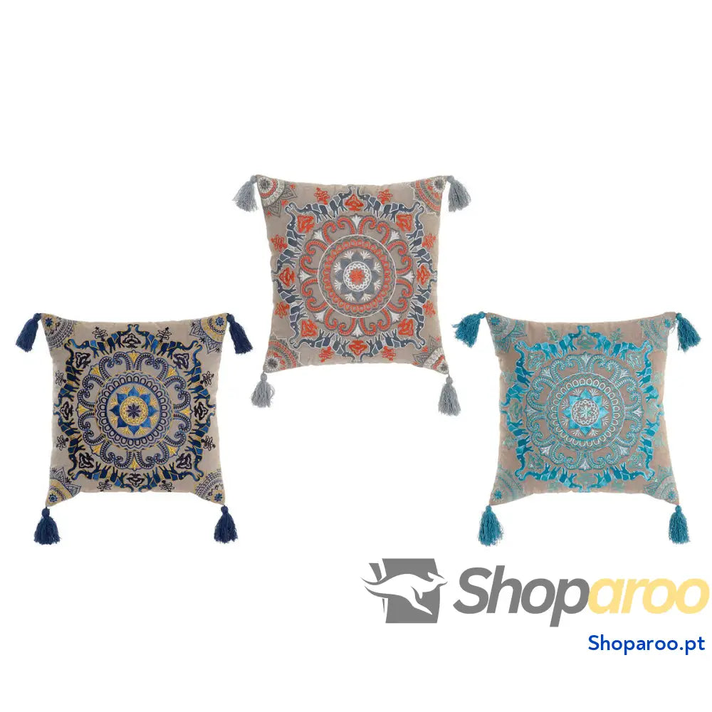 Almofada DKD Home Decor Laranja Azul celeste Azul Marinho Mandala 40 x 10 x 40 cm (3 Peças)