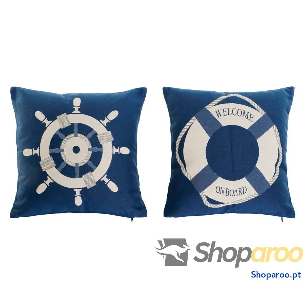 Almofada Home ESPRIT Azul Branco 45 x 10 x 45 cm (2 Unidades)