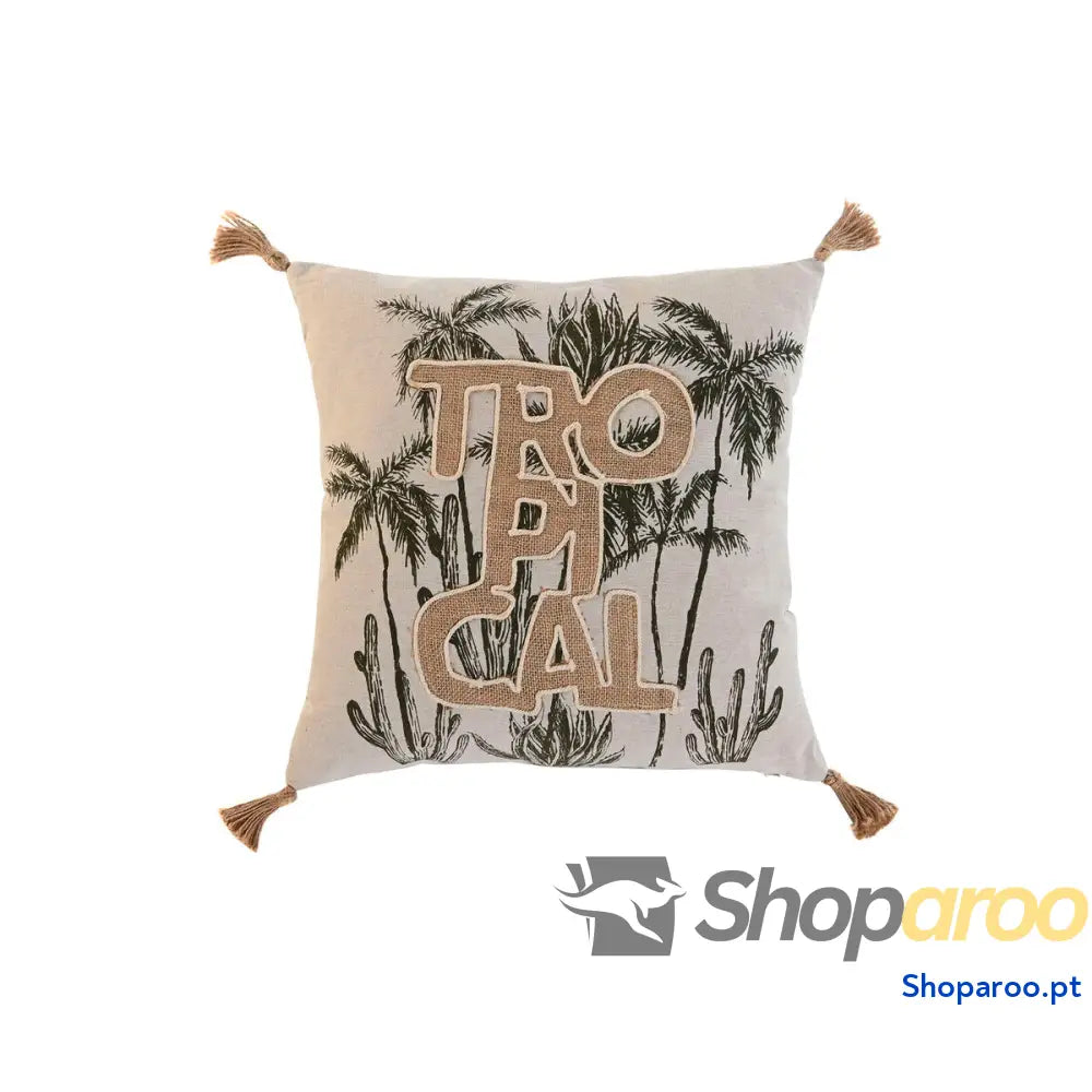 Almofada Home ESPRIT Bege Natural Tropical Boho 45 x 5 x 45 cm