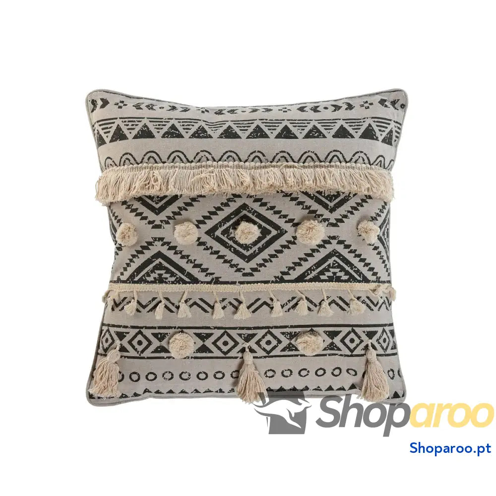 Almofada Home ESPRIT Branco Preto Boho 45 x 8 x 45 cm