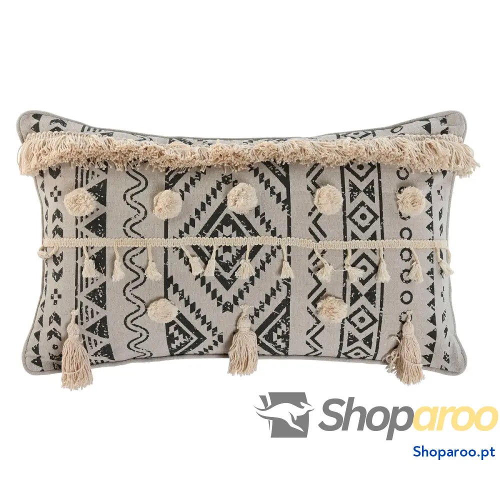 Almofada Home ESPRIT Branco Preto Boho 50 x 8 x 30 cm