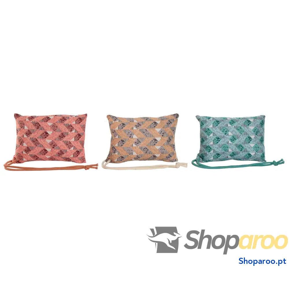 Almofada Home ESPRIT Castanho Turquesa Coral 30 x 10 x 20 cm (3 Unidades)